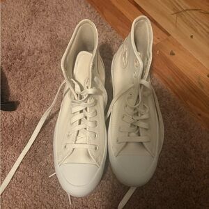 Converse Women's Leather Off-White High-Top Sneakers